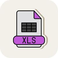 Xls Line Filled White Shadow Icon vector