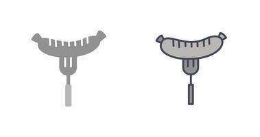 Sausage on Fork Icon vector