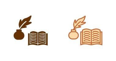 pluma y libro icono vector