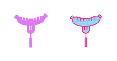 Sausage on Fork Icon vector