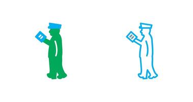 Guard Checking Passport Icon vector