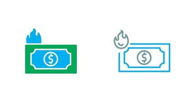 icono de dólar en llamas vector