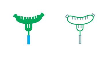 Sausage on Fork Icon vector