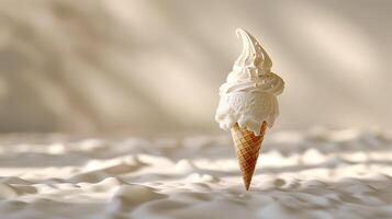 ai generado blanco hielo crema cono con ligero antecedentes. generado por artificial inteligencia. foto