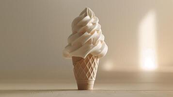 AI generated White ice cream cone with light background. Generated by artificial intelligence. photo