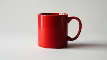 AI generated A photograph of a plain red coffee mug on a white background. Generated by artificial intelligence. photo