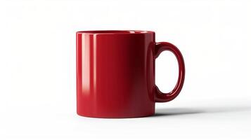 AI generated A photograph of a plain red coffee mug on a white background. Generated by artificial intelligence. photo