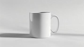 AI generated A photograph of a plain white coffee mug on a white background. Generated by artificial intelligence. photo