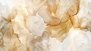 AI generated Alcoholic ink cream beige colors on a solid white background. Generated by artificial intelligence. photo