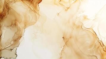 AI generated Alcoholic ink cream beige colors on a solid white background. Generated by artificial intelligence. photo