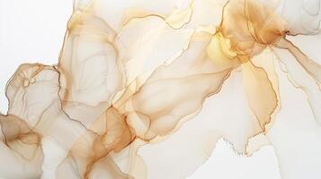 AI generated Alcoholic ink cream beige colors on a solid white background. Generated by artificial intelligence. photo