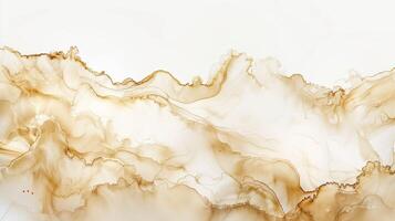 AI generated Alcoholic ink cream beige colors on a solid white background. Generated by artificial intelligence. photo