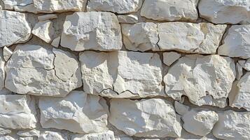 AI generated A detailed texture of white sandstone wall. Texture of white painted limestone wall with rough surface and small details. Generated by artificial intelligence. photo