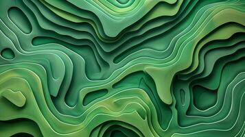 AI generated Abstract topographic map made of green paper. Cut topographic background. Generated by artificial intelligence. photo