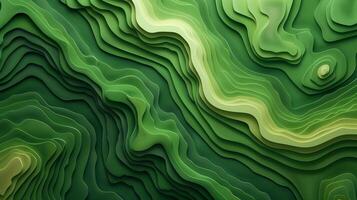 AI generated Abstract topographic map made of green paper. Cut topographic background. Generated by artificial intelligence. photo