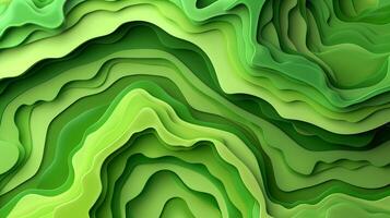 AI generated Abstract topographic map made of green paper. Cut topographic background. Generated by artificial intelligence. photo