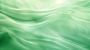 AI generated Abstract green background with blurred waves and lines. A soft gradient of light green with smooth curves. Generated by artificial intelligence. photo