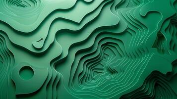 AI generated Abstract topographic map made of green paper. Cut topographic background. Generated by artificial intelligence. photo
