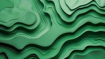 AI generated Abstract topographic map made of green paper. Cut topographic background. Generated by artificial intelligence. photo