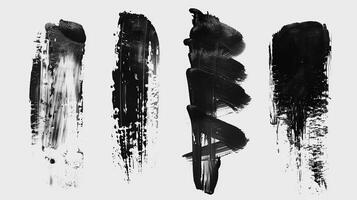 Brush stroke, different stroke ones in a row, black and white. Generated by artificial intelligence. photo