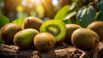 ripe kiwi of the garden harvest photo