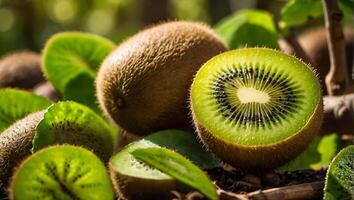 ripe kiwi of the garden harvest photo