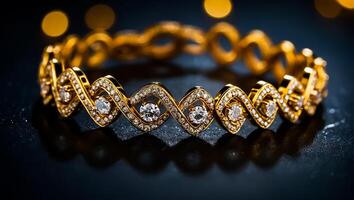 chic gold bracelet on a dark background photo