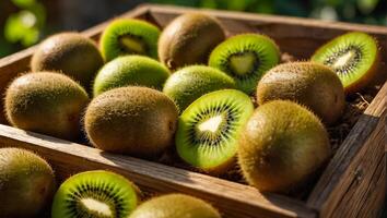 ripe kiwi of the garden harvest photo