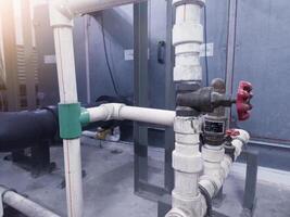 Installation pipe lines and valve control pressure in the Air Handling Unit. photo