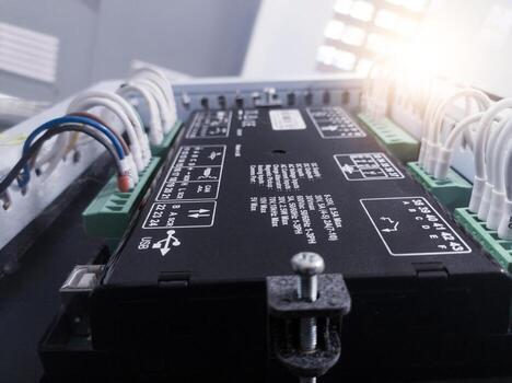 Installation terminals connection modul control display monitoring for generator power plant. photo