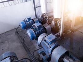 Industrial pump motor induction on water chiller system. photo