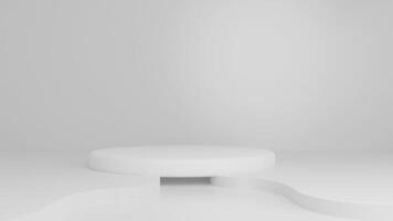 White podium on white natural background for product display and enough empty space for text and content. 3d illustration render photo