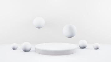 Podium in abstract white composition for product presentation, 3d render, 3d illustration photo