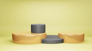 Minimal scene with podium and abstract background. yellow and black colors scene. 3d rendering geometric shape. photo