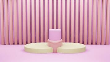 Pink Abstract geometry shape background. yellow and pink podium minimalist mock up scene for cosmetic or another product, 3d rendering photo