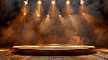 stage with spotlight and smoke photo