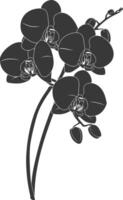 AI generated Silhouette Orchid flower black color only vector