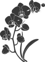 AI generated Silhouette Orchid flower black color only vector