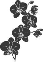 AI generated Silhouette Orchid flower black color only vector