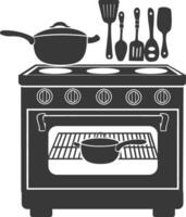 AI generated Silhouette Oven Cooking Tool black color only vector