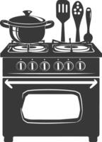 AI generated Silhouette Oven Cooking Tool black color only vector