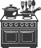 AI generated Silhouette Oven Cooking Tool black color only vector