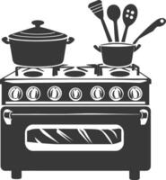 AI generated Silhouette Oven Cooking Tool black color only vector