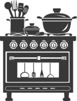 AI generated Silhouette Oven Cooking Tool black color only vector