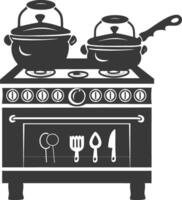 AI generated Silhouette Oven Cooking Tool black color only vector