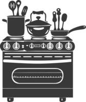 AI generated Silhouette Oven Cooking Tool black color only vector
