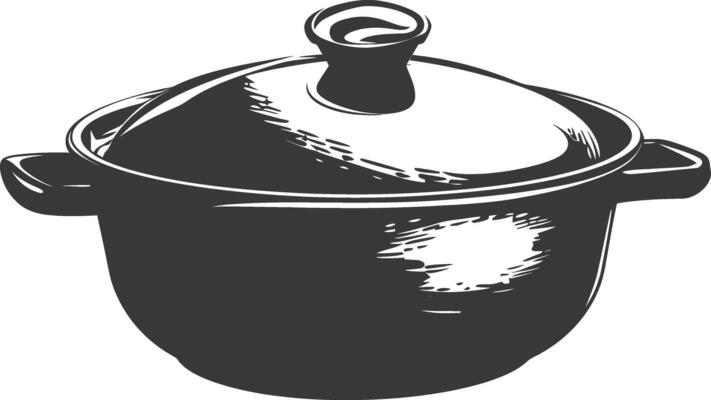 AI generated Silhouette Pan Cooking Tool black color only