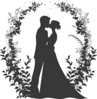 AI generated Silhouette elements of the bride and groom for wedding invitations are black only vector