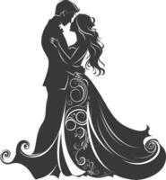 AI generated Silhouette elements of the bride and groom for wedding invitations are black only vector