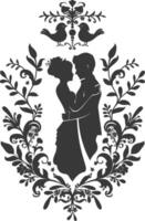 AI generated Silhouette elements of the bride and groom for wedding invitations are black only vector